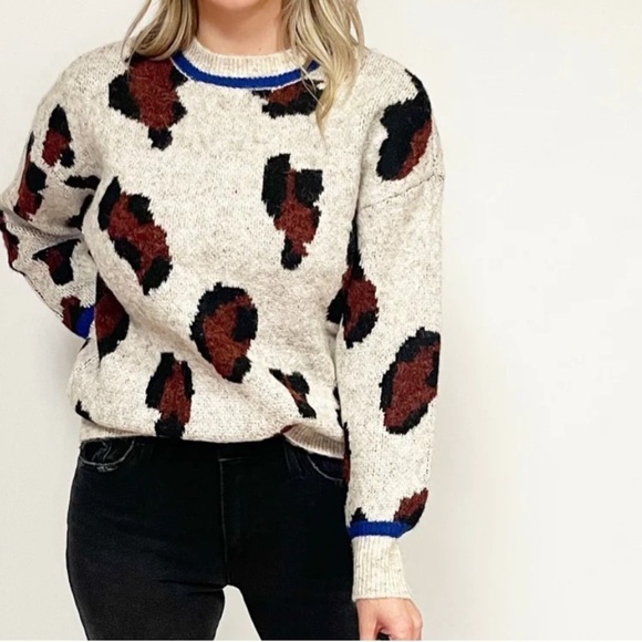 Retrod Yarn Crewneck Animal Print Sweater Size S - Picture 1 of 12
